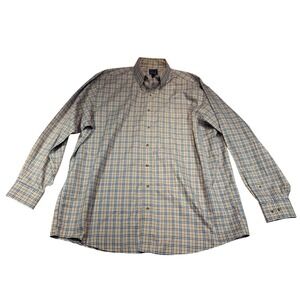 Jos. A. Bank Shirt Mens XL Blue Plaid Long Sleeve Button Up Traveler's
